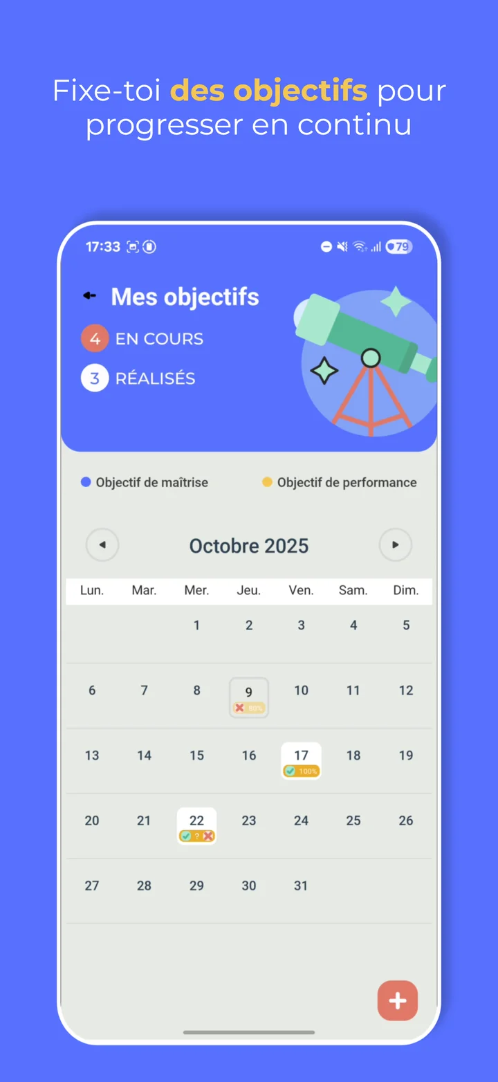 Objectifs dans l'application Mentaïa.