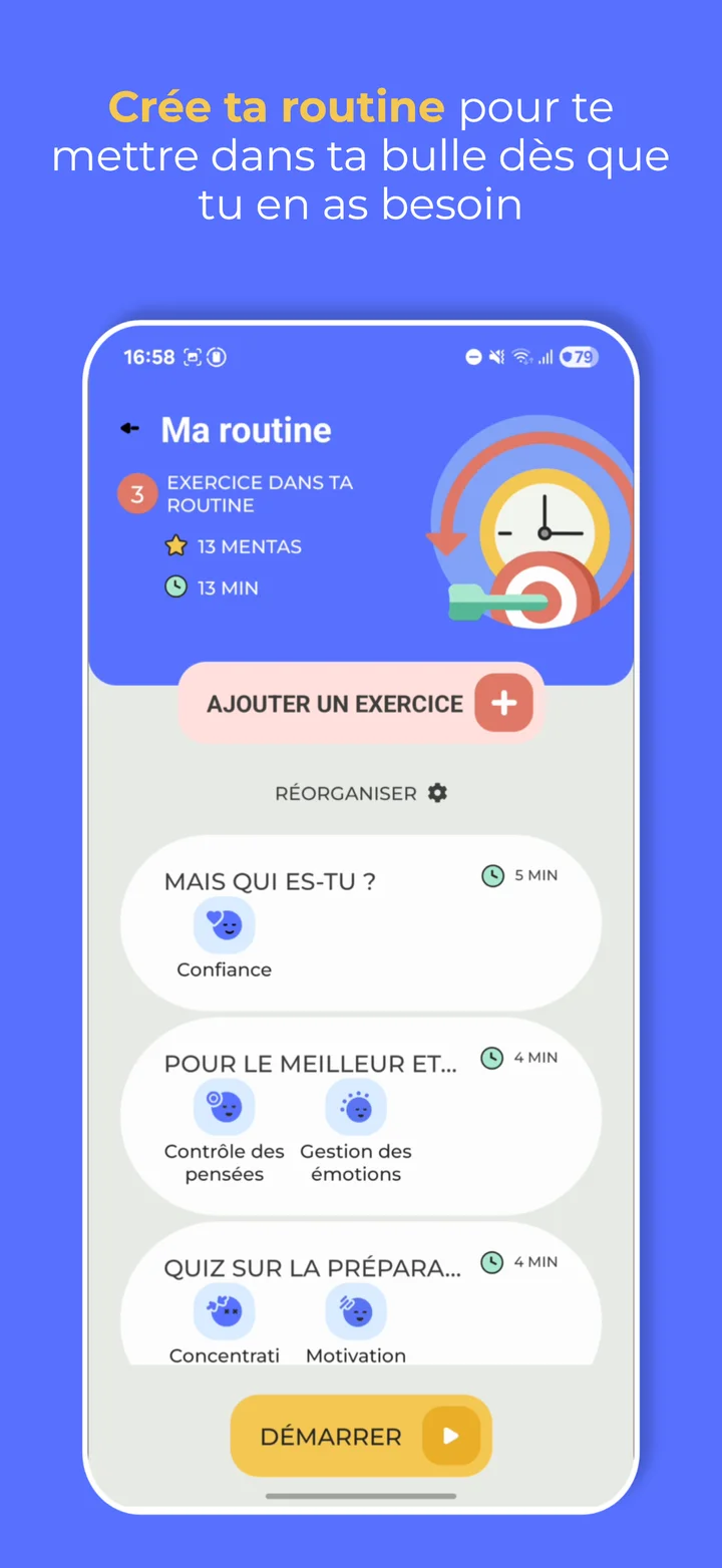 Routine dans l'application Mentaïa.