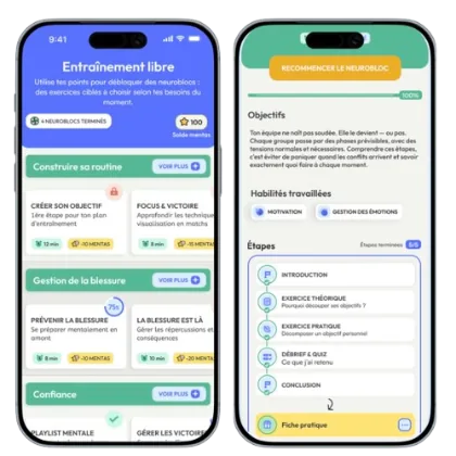 Aperçu de la formation dans l'application.